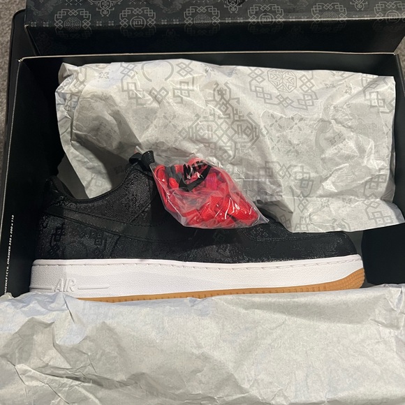 Nike Air Force 1 Low x Fragment x CLOT Black Silk CZ3986-001 Size 8.5 - Picture 8 of 10